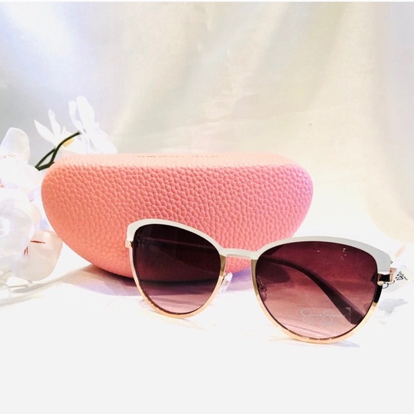 🌺Jessica Simpson Sunglasses White/Rose Gold+Case